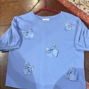 Umgee Light Blue Kids Tee with Bow Details